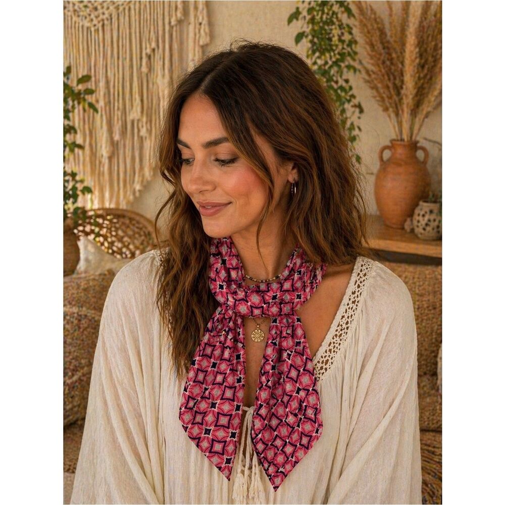 Anthropologie Pink Geometric Scarf or tie headband